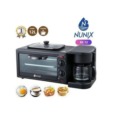 Nunix 3 In 1 Electric Breakfast Machine,Coffeemaker, Toaster Oven, Griddle