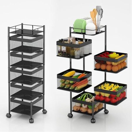 5 Layer Rotating Multi-Layer square Kitchen Storage/Fruit Rack
