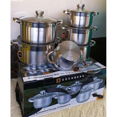 EDENBERG 12pc Edenburg Stainless steel cookware