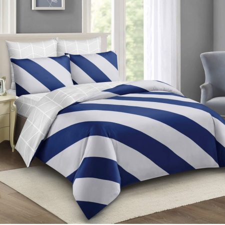 Cotton Binded duvets 5*6-blue stripped