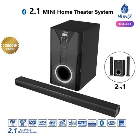 Nunix NU-A61 Sound Bar Mini System 2.1 Subwoofer