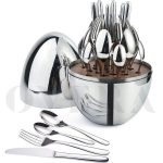 36pc Executive Egg-Shaped Cutlery Set silver colour