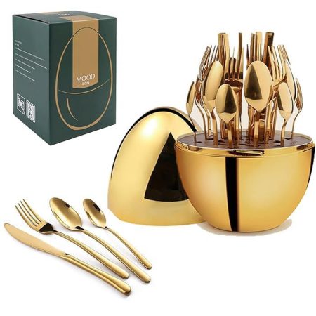36pc Executive Egg-Shaped Cutlery Set Gold colour