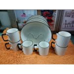 Ceramic 12-piece Japanese Dinner Set, 6 PCs Mugs 6 PCs Dinner Plates.