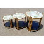 White 3 in 1 executive pure marble table