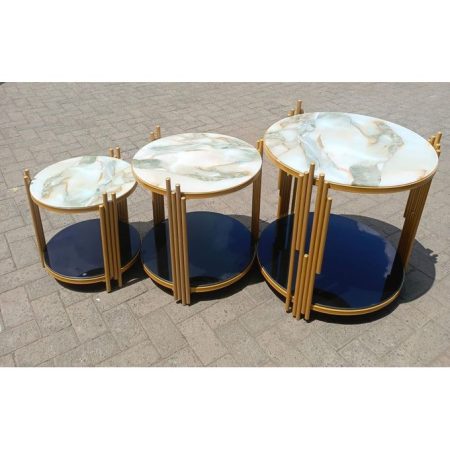 White 3 in 1 executive pure marble table