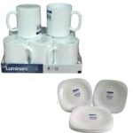 Luminarc 6PCs Premium Quality Ceramic Cups Plus 6PCs Dinner Plates