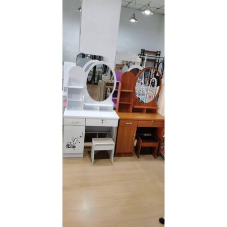 White Executive Dressing Table – Modern Vanity Table with Mirror and Storage Drawers