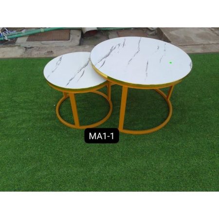 WHITE Nesting Coffee Table Marble Effect (MDF)