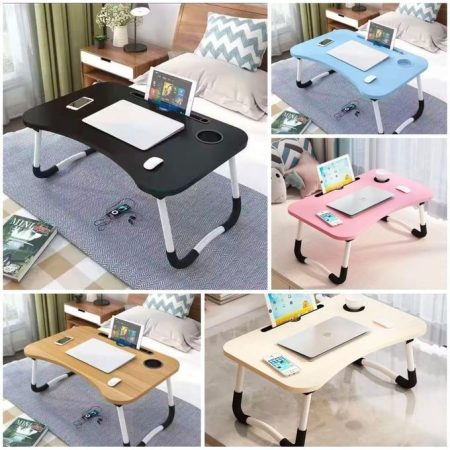 Breakfast Laptop Table Work Table, Foldable MDF Portable Bed Tray Desk for Laptop, Reading, Writing, Breakfast, 40x60x28cm Compact Home Office and Study Table