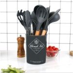 12pcs cutlery set, spoon + spatula set - black