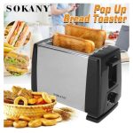 Sokany Pop Up Toaster 2-Slice Stainless Steel Bread Toaster with Adjustable Browning, Auto Pop-Up, Removable Crumb Tray, Cool-Touch Housing for Fast Even Toasting