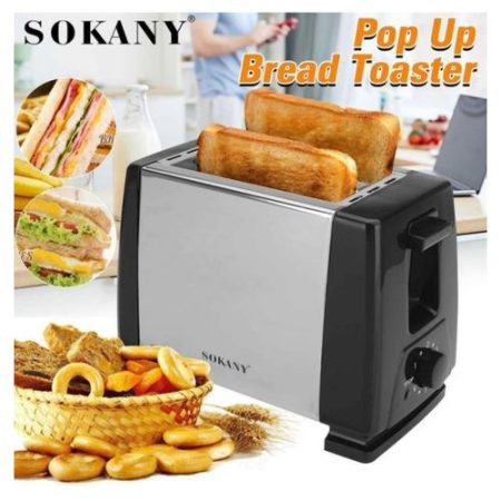Sokany Pop Up Toaster 2-Slice Stainless Steel Bread Toaster with Adjustable Browning, Auto Pop-Up, Removable Crumb Tray, Cool-Touch Housing for Fast Even Toasting