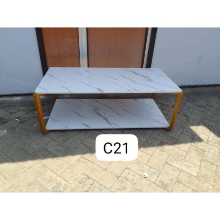 Zippy Coffee Table – White MDF with Golden Legs – 120x60x45cm
