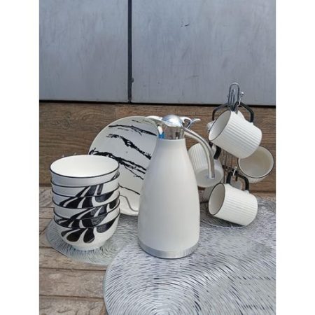 19pcs Dinner set combo 6 dinner plates 10.5inch,6 soup bowls,6 mugs 32cl,Thermo flask 2 litre