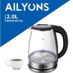 AILYONS 2.0L Electric Clear Glass Kettle, Energy Efficient