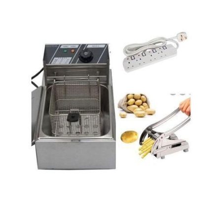 WNGREAT 6L Large Stainless Steel Deep FrIer + Chips Cutter& Socket