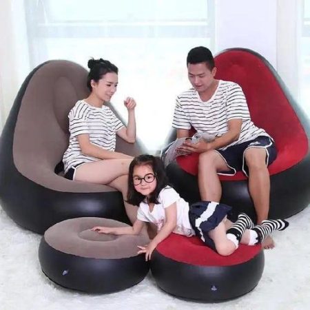 Inflatable Seat with Foot Rest and Pump - Durable, Comfortable & Portable Air Chair