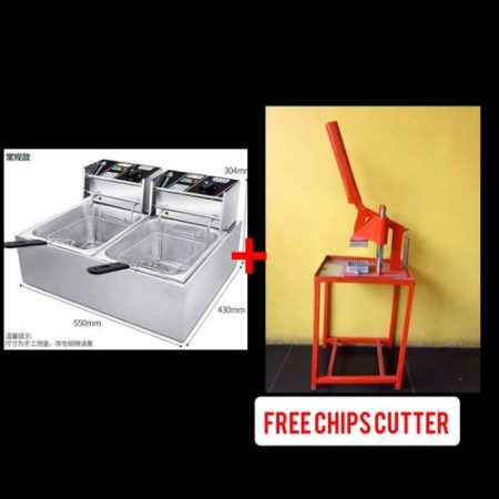 WNGREAT 6L+6L Double Electric Chips Deep Fryer Machine+CHIPS CUTTER