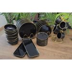 DINNER SET 32pcs black with gold rim