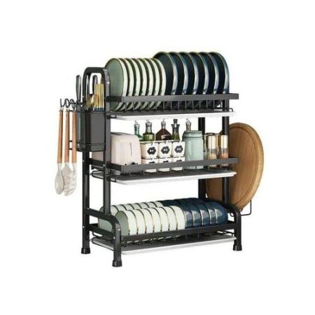 Quality Kitchen Dish Drainer Rack Custom Stainless Steel Metal Black Rustproof Drainboard Plate Drying Kitchen Organizer rack