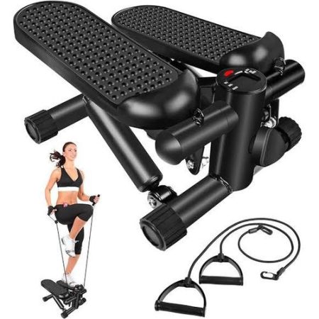 Mini Stepper with Resistance Band, Stair Stepping Fitness Exercise Home Workout Equipment for Full Body Workout