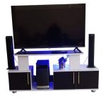 Istanbul 2 Modern TV Stand With LED Bulb - White & Black