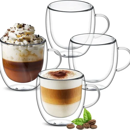 Double Walled Borosilicate Glass Coffee Mugs Set of 2 Kenya