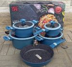 9pcs ucc life granite cookware set (blue and black available)