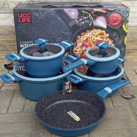 9pcs ucc life granite cookware set (blue and black available)
