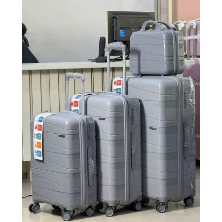 Set grey rubber unbreakable safe locks strong hardshell travelling luggage suitcase