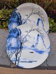 Patched tree plates 10.5″ blue
