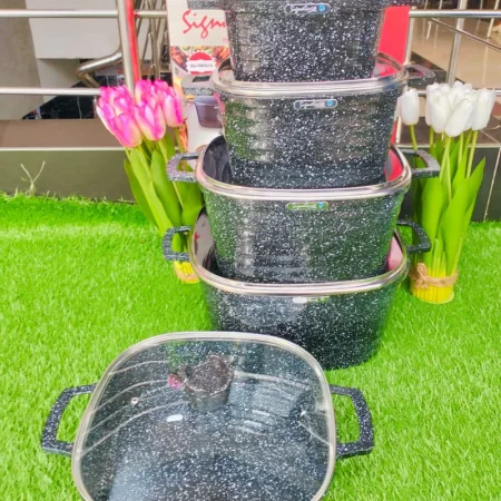 10 pcs Square Granite Die Cast Cookware Sets.