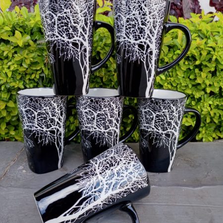 6 PCs tree mugs 380ml-black