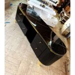 Modern 6ft TV Stand with Marble Top, Gold Accents & Storage Cabinets