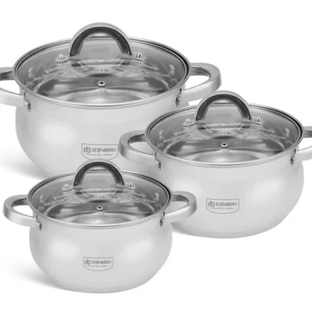Edenberg 6-Piece Stainless Steel Cookware Set | Pots with Glass Lids Kenya