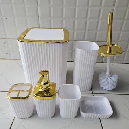 bathroom accessories set with gold ring 6set