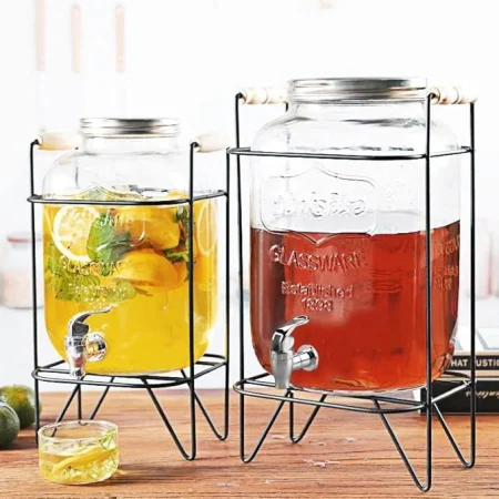 Glass Juice Dispenser with Stand & Tap 5L