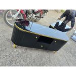 4.5ft Modern TV Stand – Black with Marble Top and Gold Accents