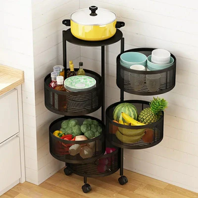Floor Mobile Rotating Storage Rack 5 tier