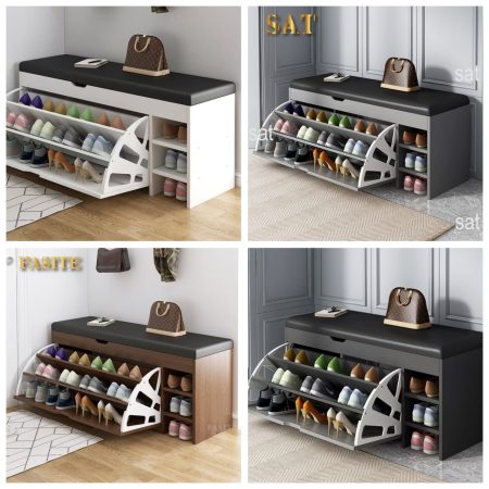 Modern Bucket flip shoe cabinet with seat changing stool bench (require assembing)