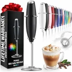 Battery operated coffee milk egg foamer wireless whisk handheld cappucino ground foam blender high speed with a stand