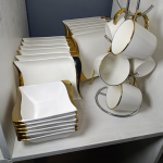 Dinner Sets / 24pcs Wavy Gold Dinner Set