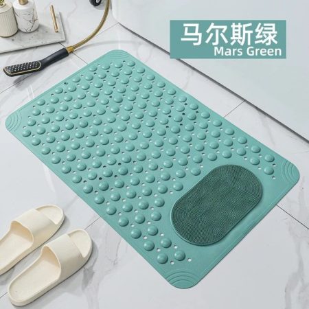 Non-Slip Bath Mat with Foot Scrubber, Suction Cups and Drain Holes. (50 x80cm)