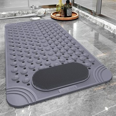 Bathtub Mat Non-Slip Shower Mat with Drain Holes Suction Cups, Quick Drying Feet Massage, Bath Mat Shower & Bathroom