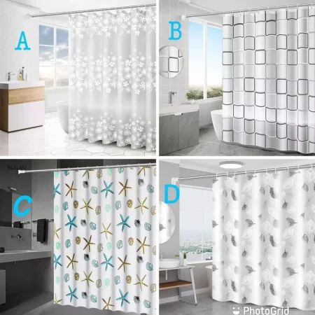 Shower Curtains for Bathroom, Luxury Polyester Cloth Bath Curtain 180*200cm